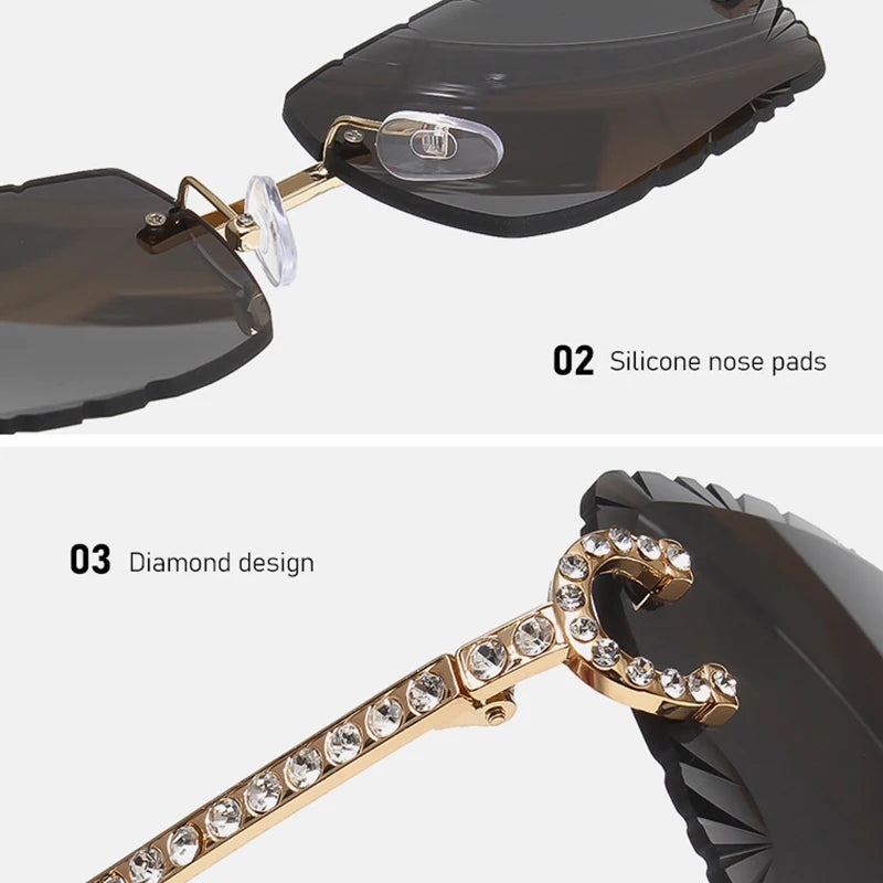 Gafas de Sol Cuadradas Sin Montura | Gemas &amp; Corte Diamante | Darez Wear