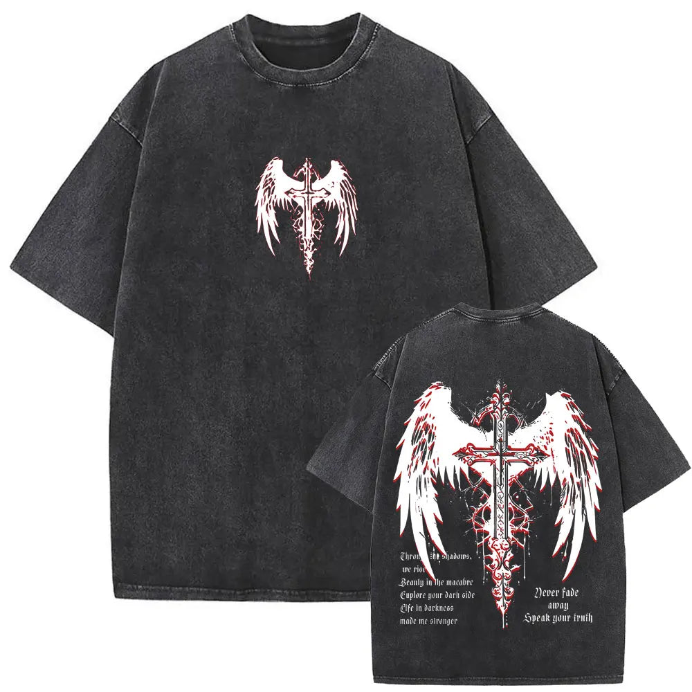 Camiseta Vintage Gótica Oversized con Estampado
