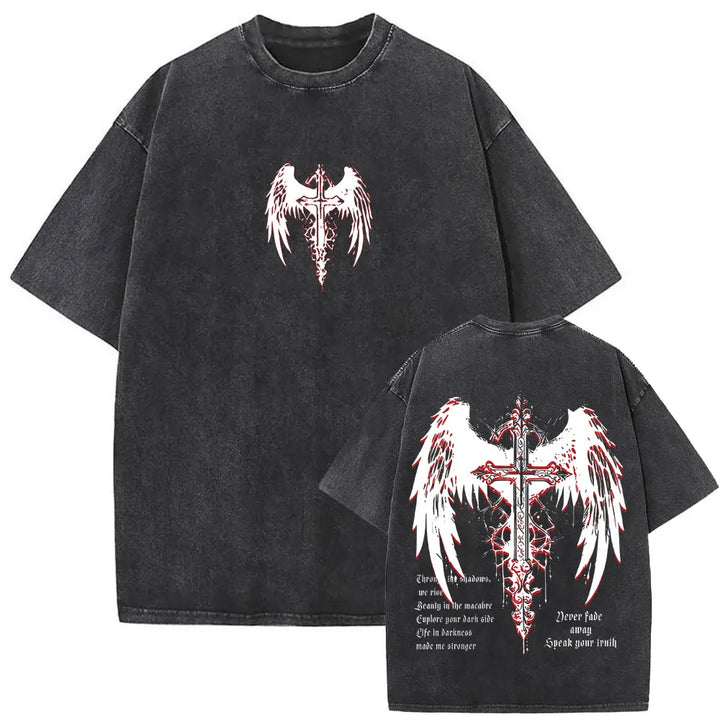 Camiseta Vintage Gótica Oversized con Estampado