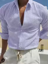Camisa de Manga Larga a Rayas para Hombre