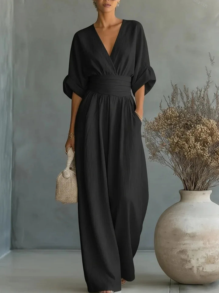Mono Elegante de Cintura Alta con Escote en V