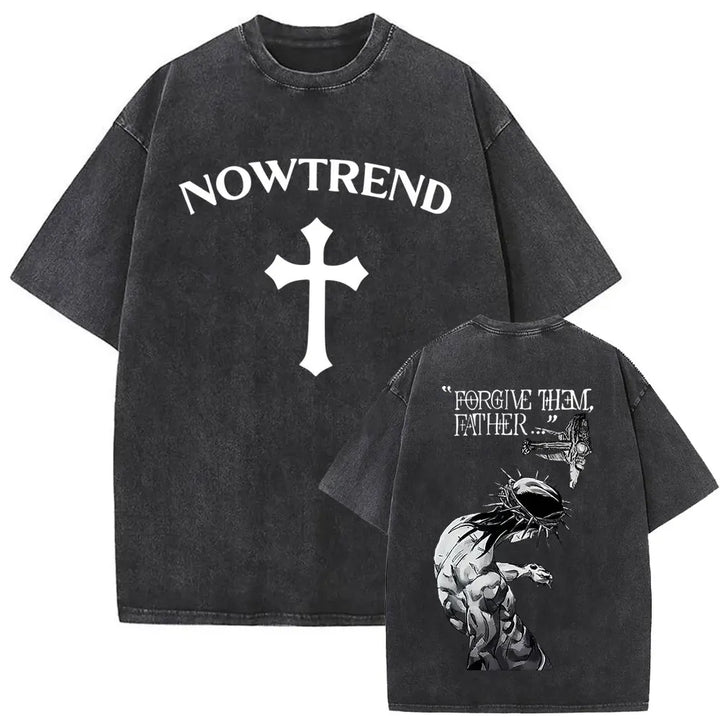 Camiseta Vintage Gótica Oversized con Estampado