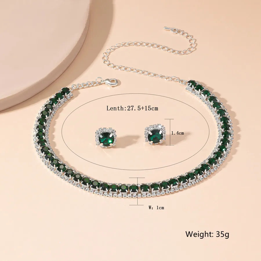 Conjunto Collar y Pendientes Cristal Verde
