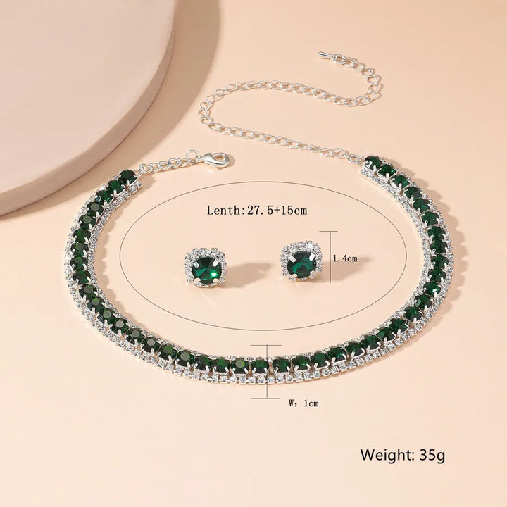 Conjunto Collar y Pendientes Cristal Verde