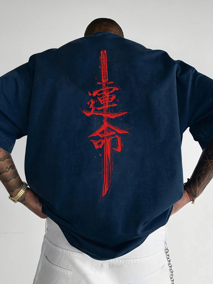 Camiseta de Algodón 100% con Estampado Samurái