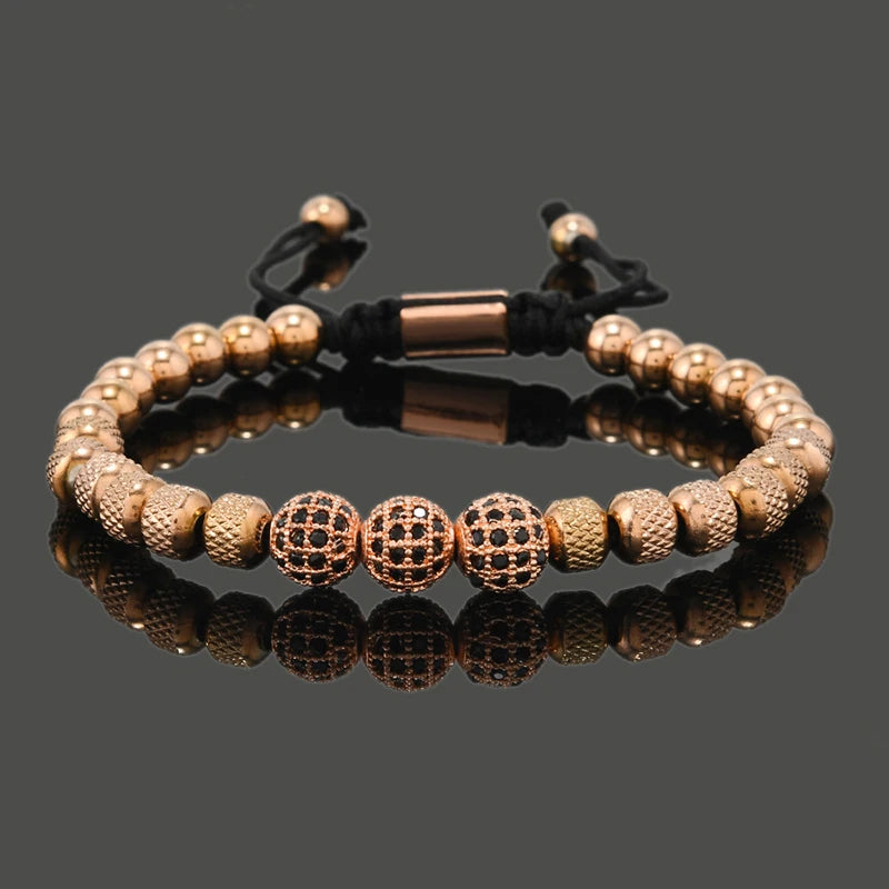 Pulsera Royal CZ Ball | Acero Inoxidable | Joyería de Lujo para Hombre