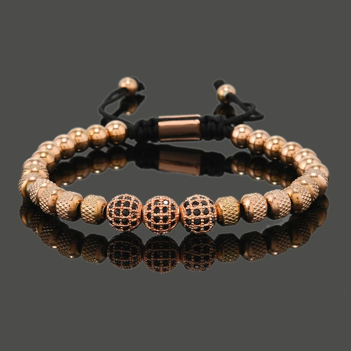 Pulsera Royal CZ Ball | Acero Inoxidable | Joyería de Lujo para Hombre