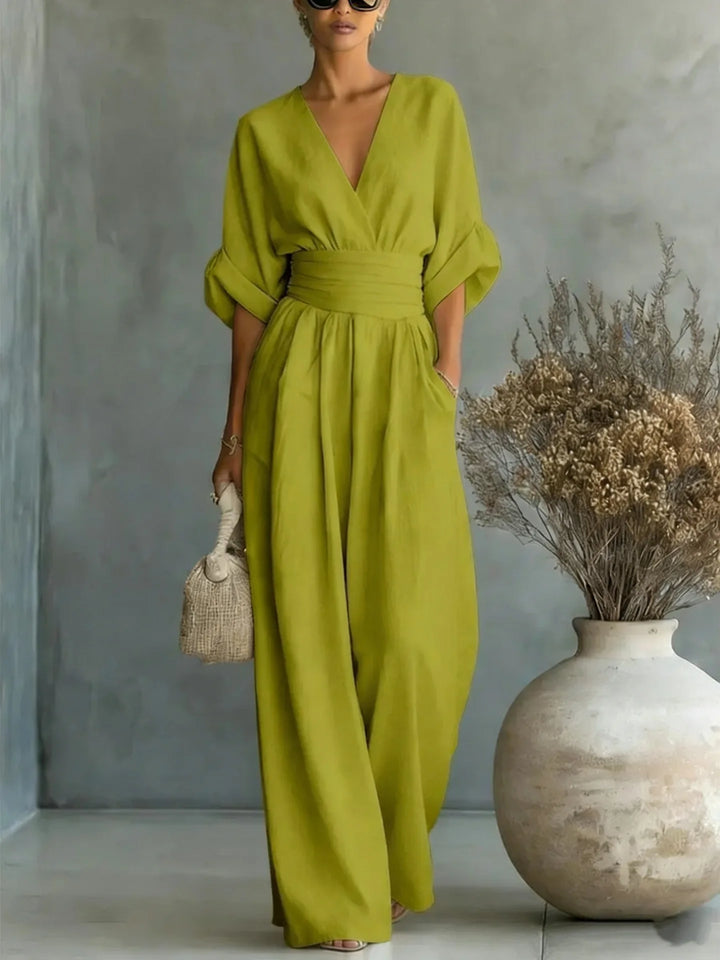 Mono Elegante de Cintura Alta con Escote en V